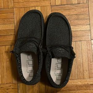 hey dude comfy slip ons in dark gray